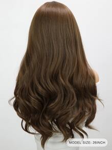 Long Curly Synthetic Wig With Bangs - Rust Brown - View 2