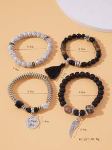 4入組波西米亞復古風手環 - 彩色 - 查看 3