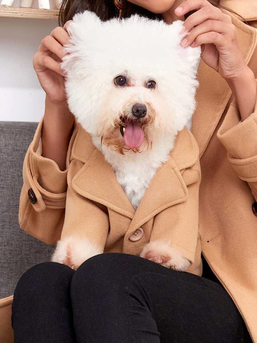 PETSIN 1入組素色寵物外套 - 卡其色 - 查看 1