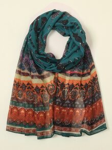 Pañuelo con estampado floral - Agua verde azul - Ver 1