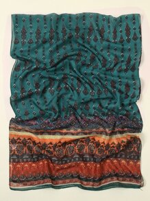 Pañuelo con estampado floral - Agua verde azul - Ver 2