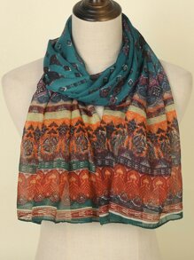 Pañuelo con estampado floral - Agua verde azul - Ver 5