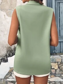 SHEIN BIZwear 單釦馬甲西裝外套工作服 - 綠色 - 查看 2