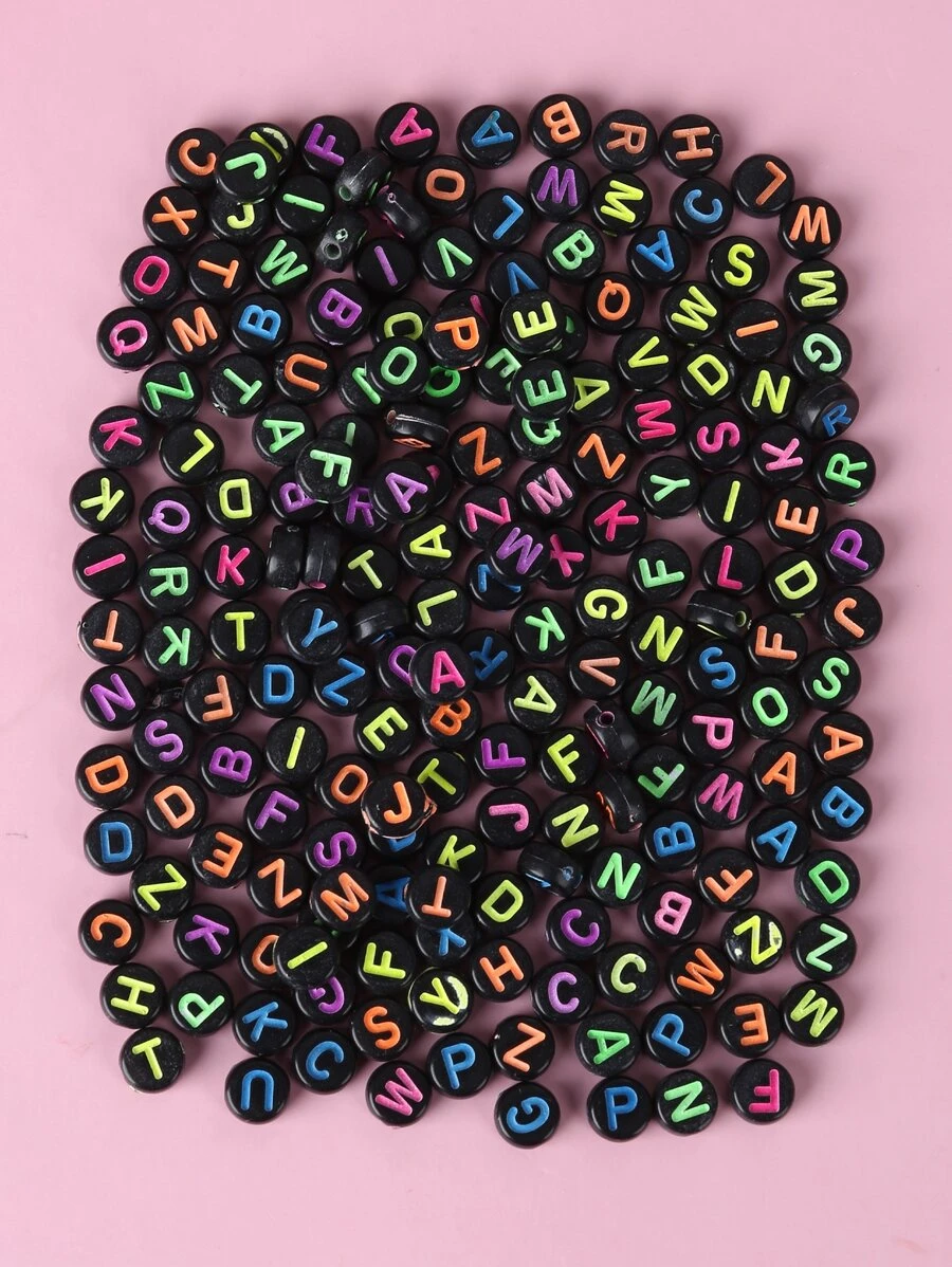 100pcs Letter Graphic Bead - Multicolor - View 1