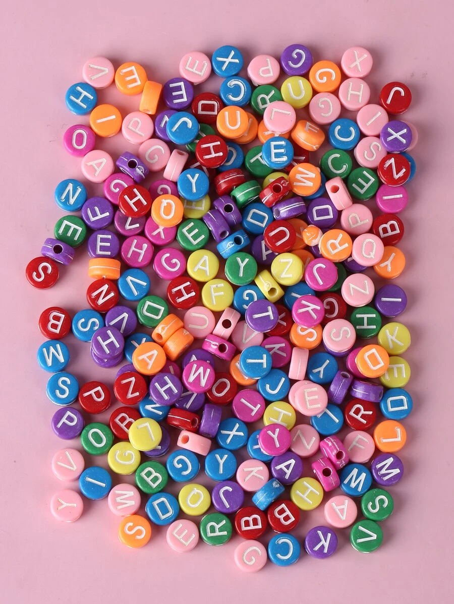 100入組字母圖案釘珠 - 彩色 - 查看 1