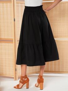 SHEIN Clasi Falda con volante de cintura con nudo bajo con fruncido - Negro - Ver 2