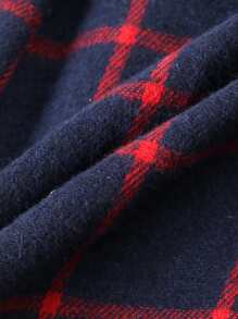 小女童格紋印花荷葉袖前蝴蝶結洋裝