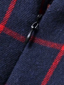 小女童格紋印花荷葉袖前蝴蝶結洋裝