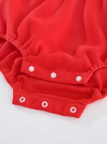 Peninsula Baby 女嬰彈簧和秋天紅色愛心刺繡拼貼連體衣 - 彩色 - 查看 3