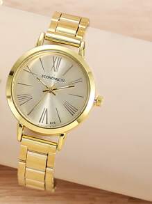 ECONOMICXI Đồng hồ thạch anh con trỏ tròn - Vàng - Xem 3