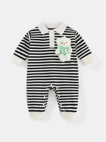 Peninsula Baby 男童條紋長腿連體衣娃娃裝飾休閒風