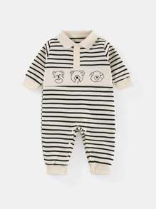 Peninsula Baby Baby Boy Long-leg Striped & Printed Jumpsuit In Casual Style - Multicolor - View 1
