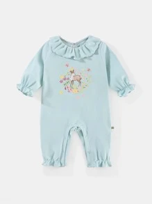 Peninsula Baby Đứa bé gái Dài Chân In Áo liền quần In Giải trí Phong cách - Màu xanh nhạt - Xem 1