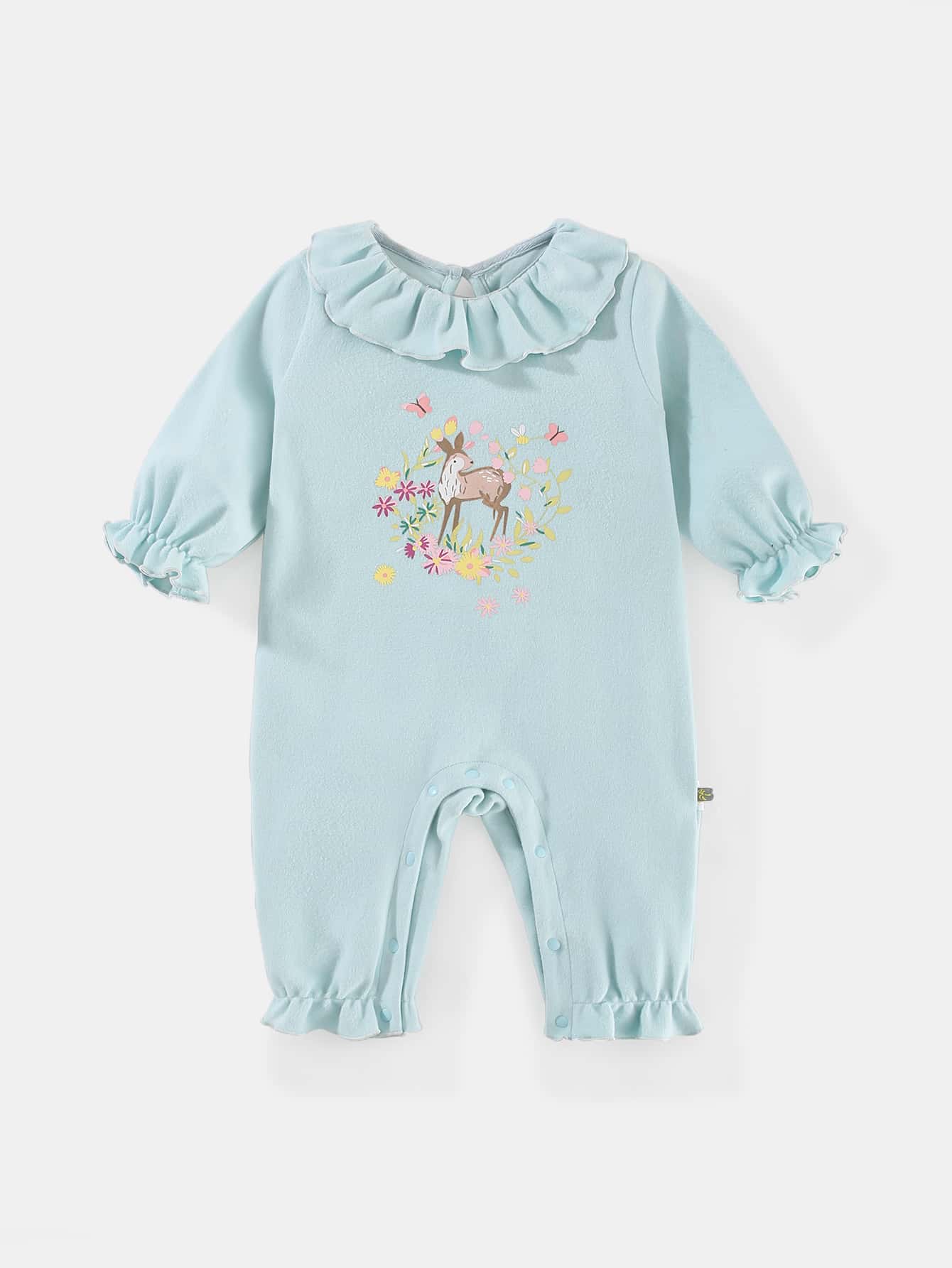 Peninsula Baby Đứa bé gái Dài Chân In Áo liền quần In Giải trí Phong cách - Màu xanh nhạt - Xem 1