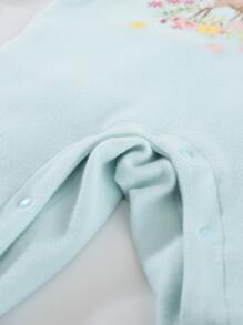 Peninsula Baby Đứa bé gái Dài Chân In Áo liền quần In Giải trí Phong cách - Màu xanh nhạt - Xem 4