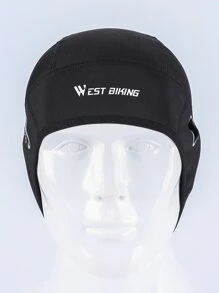 WEST BIKING 1pc Letter Graphic Windproof Sports Hat - Black - View 2