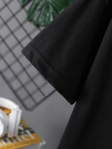 Chicos Shorts con camiseta reflectante con estampado de dibujos animados - Negro - Ver 5