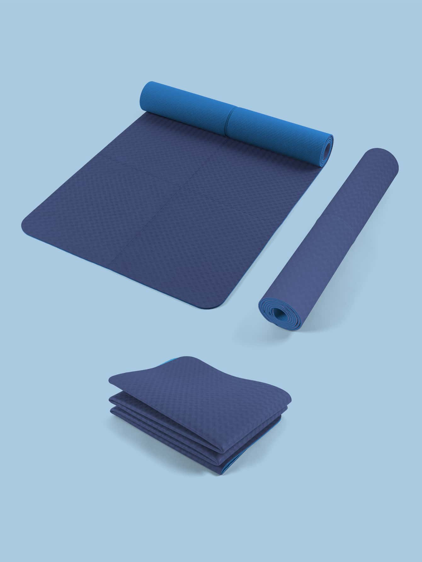 1pc 183*61CM Foldable Yoga Mat - Blue - View 1