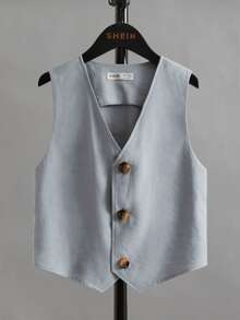 SHEIN 男孩前蝴蝶結襯衫和背心和短褲 - 彩色 - 查看 5