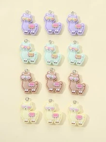 12pcs Cartoon Plastic Alpaca DIY Pendant - Multicolor - View 1