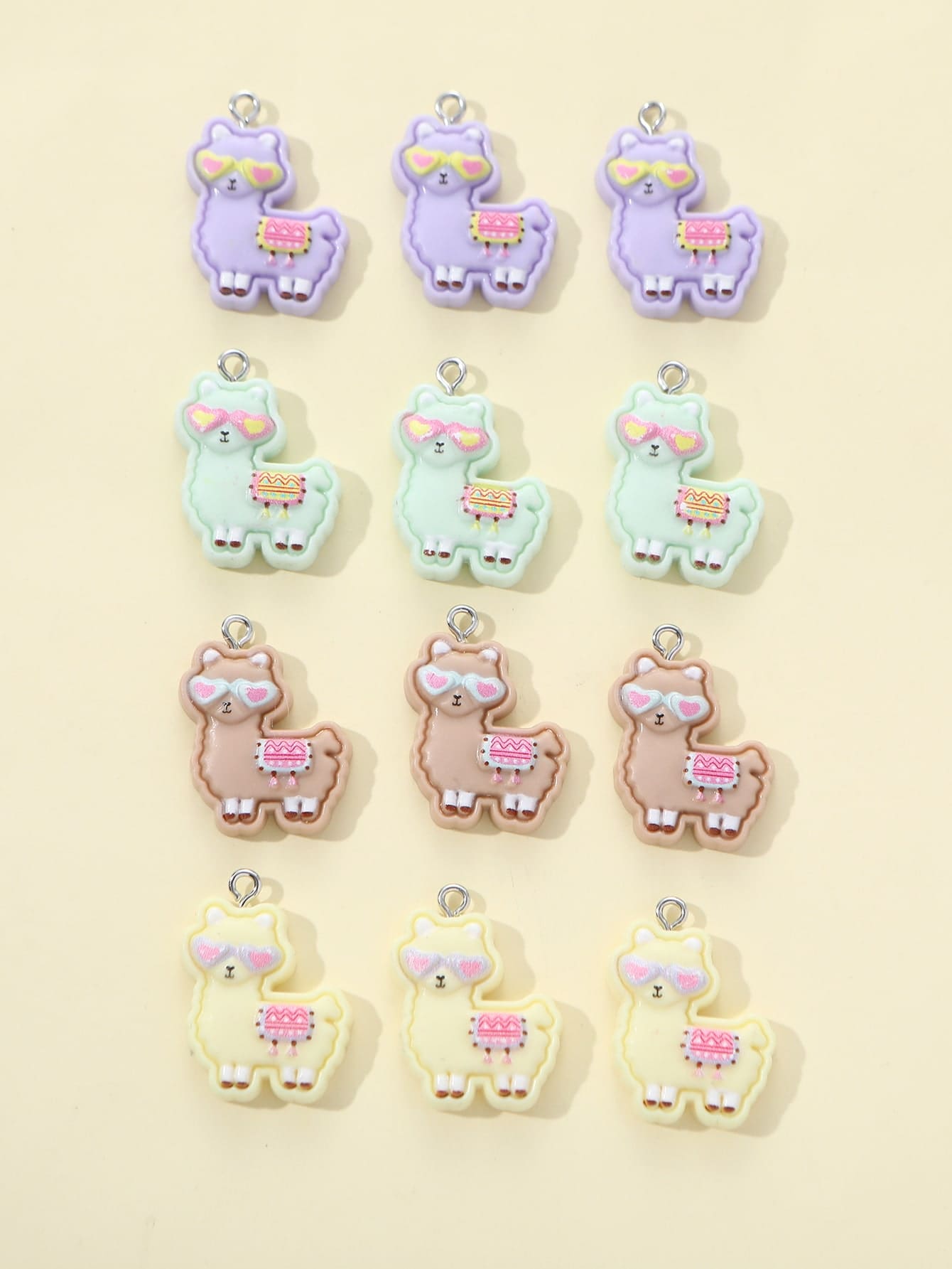 12pcs Cartoon Plastic Alpaca DIY Pendant - Multicolor - View 1