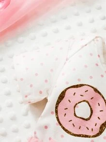 Đứa bé gái Chấm bi Đồ họa Chữ cái Áo liền quần chặt & Nơ mặt trước Lưới Váy & Băng đô đầu - Nhiều màu - Xem 5