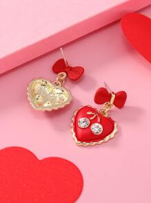 1對紅心&櫻桃&蝴蝶結&鑽石裝飾情人節耳環 - 彩色 - 查看 2