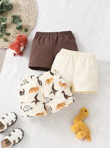 3入組男寶寶恐龍印花短褲 - 彩色 - 查看 2