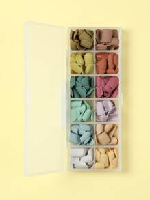 Upgrade Your Look with 24pcs Short Square Solid Fake Nail & 1pc Nail File & 1sheet Nail Tape - Multicolor - View 2