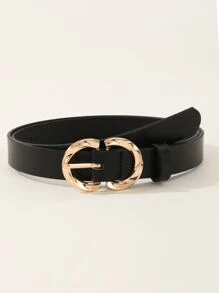 1 件女士时尚休闲百搭 PU 皮革 8 字形带扣可调节腰带