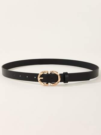 1 件女士时尚休闲百搭 PU 皮革 8 字形带扣可调节腰带