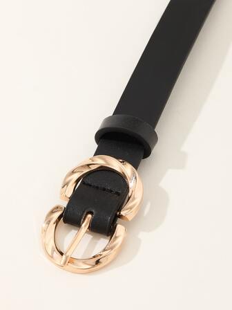 1 件女士时尚休闲百搭 PU 皮革 8 字形带扣可调节腰带