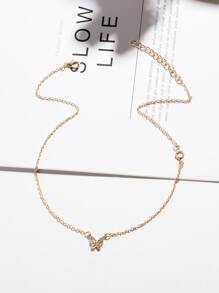 水鑽蝴蝶墜飾項鍊 - 金黃色 - 查看 4