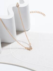 水鑽蝴蝶墜飾項鍊 - 金黃色 - 查看 6