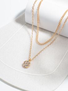 Collar de cadena a capas con diseño de diamante de imitación - Amarillo Oro - Ver 2