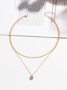 Collar de cadena a capas con diseño de diamante de imitación - Amarillo Oro - Ver 4