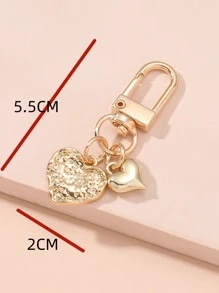 1 Mặt dây chuyền móc khóa hình trái tim hợp kim tông vàng Unisex. Món quà tốt nhất cho bạn bè để treo trang trí túi và ví Quà tặng cảm ơn Phụ kiện giáo viên - Vàng - Xem 4