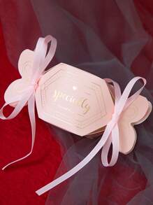 5 piezas Caja de embalaje de caramelo con estampado de letra con diseño de lazo - Multicolor - Ver 3