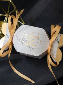 5 piezas Caja de embalaje de caramelo con estampado de letra con diseño de lazo - Multicolor - Ver 4