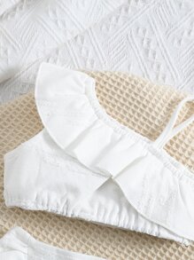 Bộ đồ Em bé Bất đối xứng Xù Trọn gói màu trơn - trắng - Xem 3