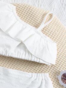 Bộ đồ Em bé Bất đối xứng Xù Trọn gói màu trơn - trắng - Xem 4