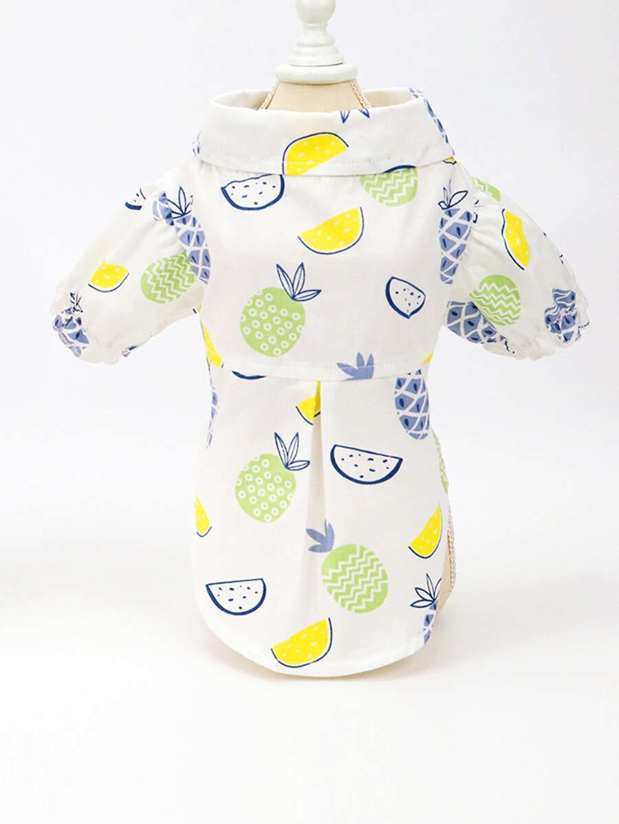 1 chiếc áo sơ mi thú cưng họa tiết trái cây - màu xanh lá - Xem 1