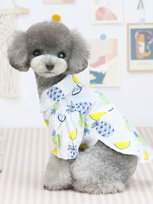 1 chiếc áo sơ mi thú cưng họa tiết trái cây - màu xanh lá - Xem 2