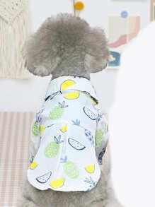 1 chiếc áo sơ mi thú cưng họa tiết trái cây - màu xanh lá - Xem 3