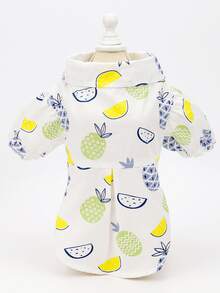 1 chiếc áo sơ mi thú cưng họa tiết trái cây - màu xanh lá - Xem 5