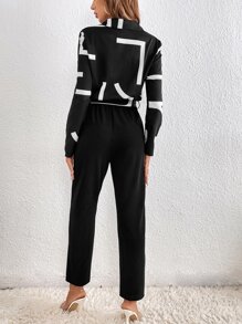 SHEIN Frenchy Mono con estampado de dibujo con cinturón - Negro - Ver 2