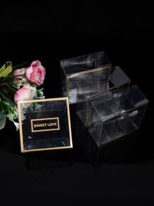 2 piezas Caja de regalo con estampado de letra transparente - transparente - Ver 3