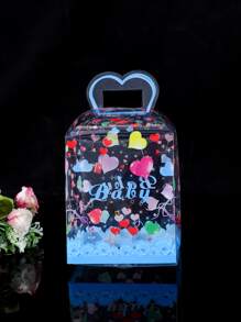 1 pieza Caja de regalo con estampado de corazón y letra transparente - transparente - Ver 1