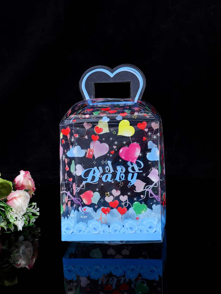 1 pieza Caja de regalo con estampado de corazón y letra transparente - transparente - Ver 1