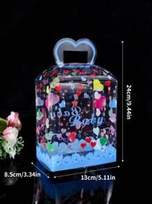 1 pieza Caja de regalo con estampado de corazón y letra transparente - transparente - Ver 2